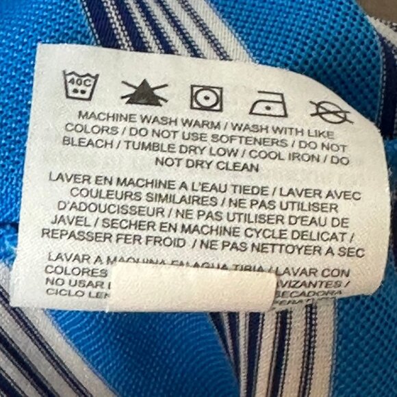 Nike Golf Mens Standard Fit Polo Shirt Blue White Striped Polyester Size L - Picture 4 of 8